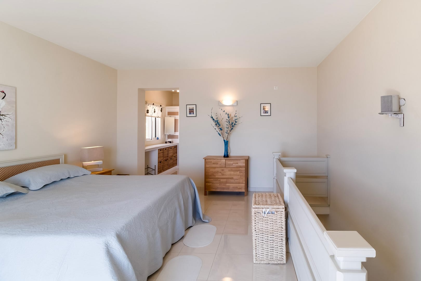 the bedroom faces east